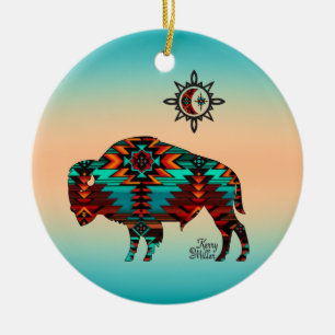 Ornement en céramique Buffalo du sud-ouest