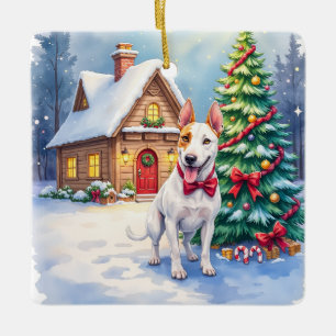 Ornement En Céramique Bull Terrier Cottage Coquet Noël Arbre Art