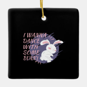 Ornement En Céramique Bunny veut danser avec un partenaire de danse