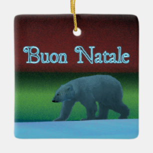 Ornement En Céramique Buon Natale - Lumières Polaires Ours Polaire