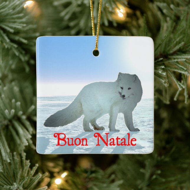 Ornement En Céramique Buon Natale - Renard arctique (Arbre)