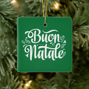 Ornement En Céramique Buon Natale Simple Vert