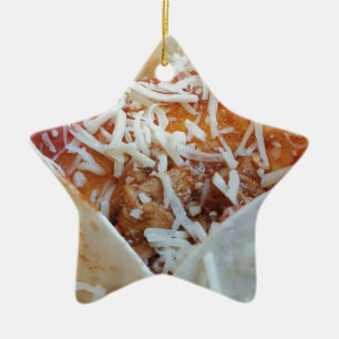 Ornement En Céramique Burrito Cheese Funny Arrière - plan alimentaire