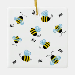 Ornement En Céramique Busy Buzzing Bumble Bees Cheerful