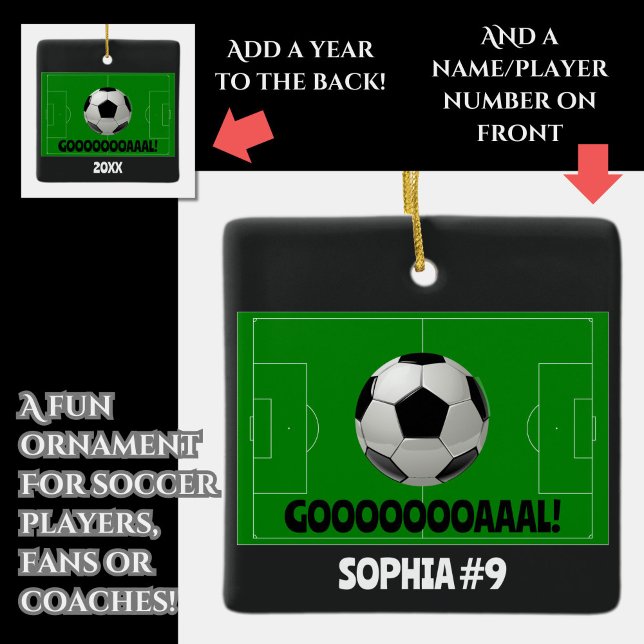 Ornement En Céramique BUT de soccer/Football personnalisé ! Nom Numéro d (A fun soccer ornament!)