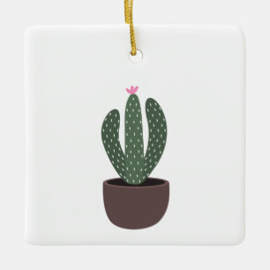 Ornement En Céramique Cactus en pot