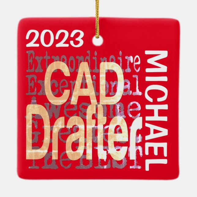 Ornement En Céramique CAD Drafter Extraordinaire PERSONNALISÉ (Dos)