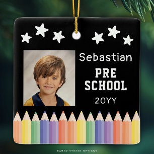 Ornement En Céramique Cadeau de maternelle personnalisé Photo colorée