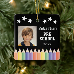 Ornement En Céramique Cadeau de maternelle personnalisé Photo colorée
