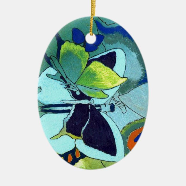 Ornement En Céramique Cadeau de mosaïque papillon (Devant)
