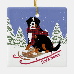 Ornement En Céramique Cadeau de Noël Bernese Mt Chien de Noël personnali
