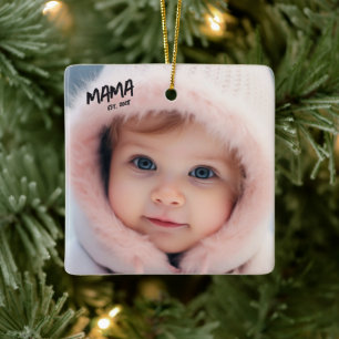 Ornement En Céramique Cadeau de Noël personnalisé avec photo pour maman