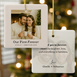 Ornement En Céramique Cadeau de Noël personnalisé pour couple avec photo