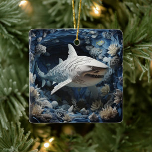 Ornement En Céramique Cadeau de Noël pour amateur de requins