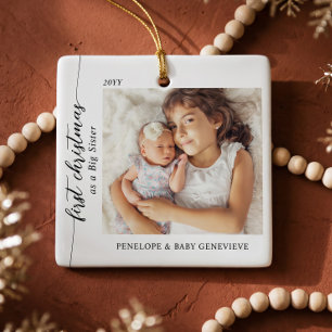 Ornement En Céramique Cadeau de Noël pour bébé, photo de Noël de grande 