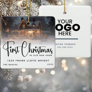 Ornement En Céramique Cadeau Logo Personnalisé Premier Noël Dans Notre N