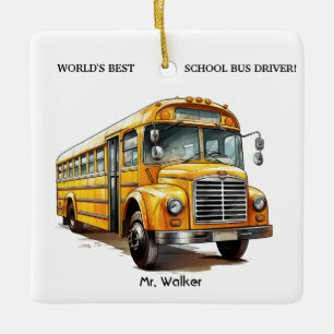 Ornement En Céramique Cadeau personnalisé pour chauffeur de bus scolaire