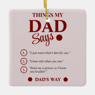 Ornement En Céramique Cadeau personnalisé pour papa Noël Choses que mon 