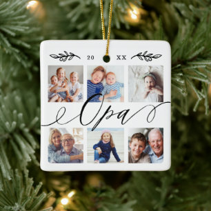 Ornement En Céramique Cadeau pour Opa   Collage photo pour petits enfant