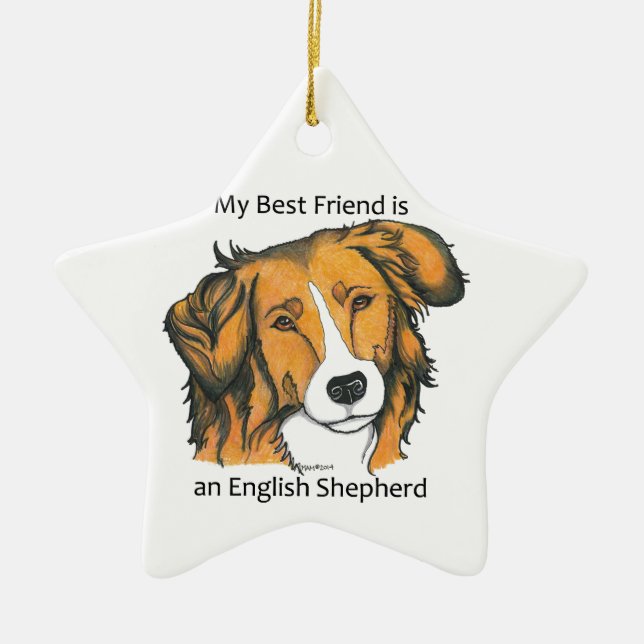 Ornement En Céramique Cadeaux anglais de berger - sable (Devant)