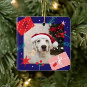 Ornement En Céramique cadeaux de Noël (ajoutez votre propre photo) en cé