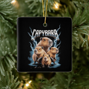 Ornement En Céramique Cadeaux de Noël amusants de métal lourd de capybar