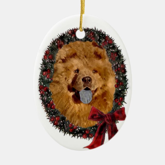 Ornement En Céramique Cadeaux de Noël Chow Chow (Devant)