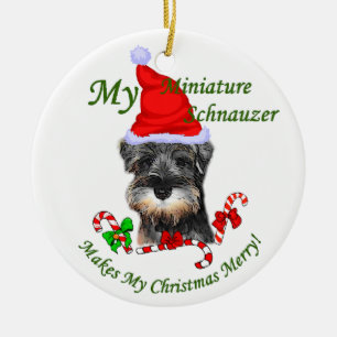 Ornement En Céramique Cadeaux de Noël Schnauzer Miniature