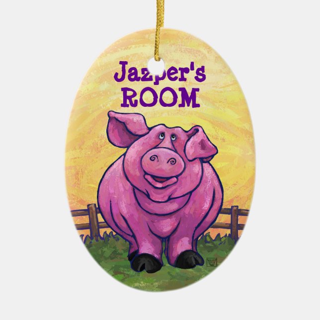 Ornement En Céramique Cadeaux et accessoires de cochon (Devant)
