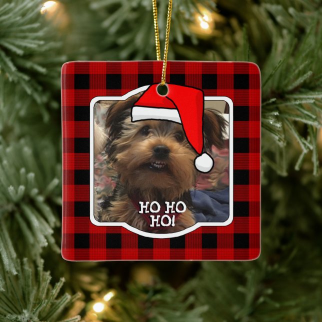 Ornement En Céramique Cadre Photo Personnalisé Pays Buffalo Rouge Check  (Arbre)