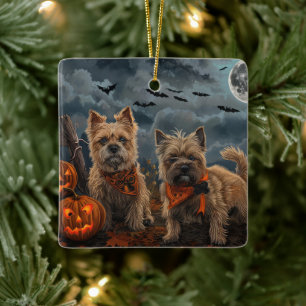 Ornement En Céramique Cairn Terrier Halloween Éffrayant