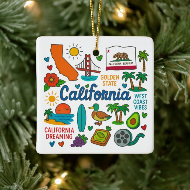 Ornement En Céramique California Custom Family Trip Keepsaké Noël (Arbre)