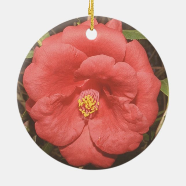 Ornement En Céramique Camélia de l'Alabama (rouge) (Dos)