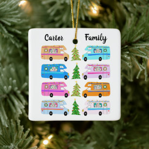 Ornement En Céramique Camper de Noël Vintage Motorhome RV Xmas