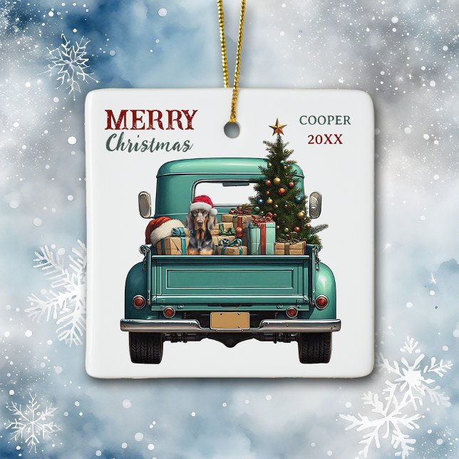 Ornement En Céramique Canard Coonhin Retro Camion Noël (Créateur téléchargé)