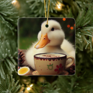 Ornement En Céramique Canard de Noël White Pekin