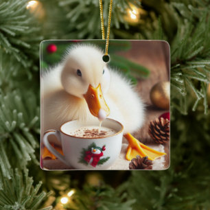 Ornement En Céramique Canard de Noël White Pekin
