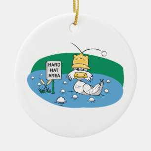 Ornement En Céramique canard drôle avec casque de chantier évitant des b