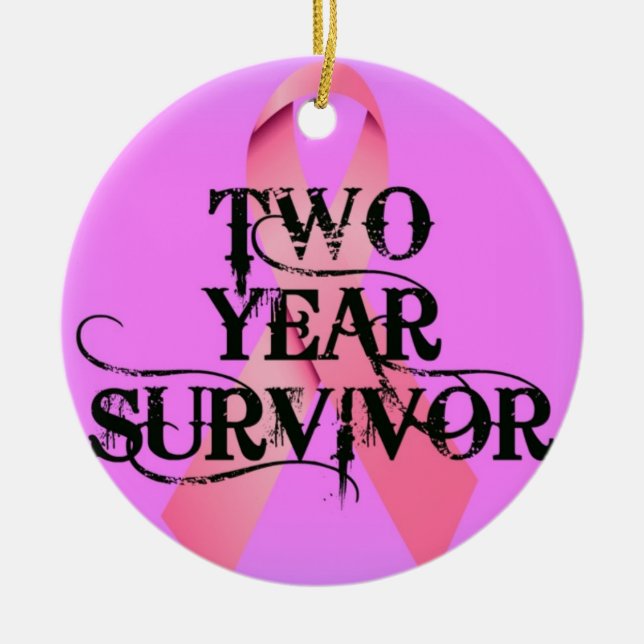 Ornement En Céramique Cancer du sein Survivant de 2 ans (Devant)