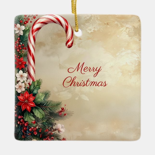 Ornement En Céramique Candy Cane Christmas Holiday Ornament (Devant)