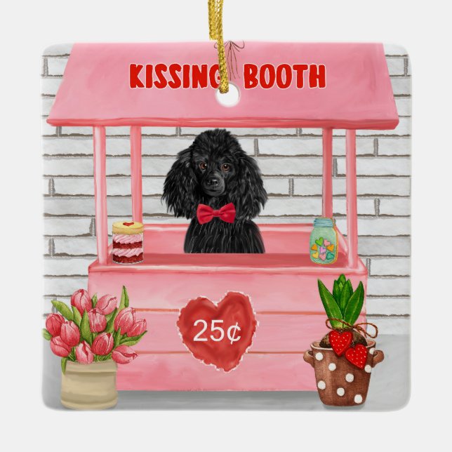 Ornement En Céramique caniche Chien Valentine's Day Kissing Booth (Devant)