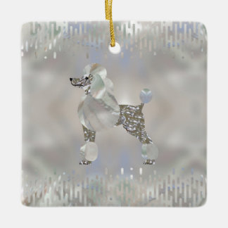 Ornement En Céramique Caniche de luxe de perle et d'ormeau