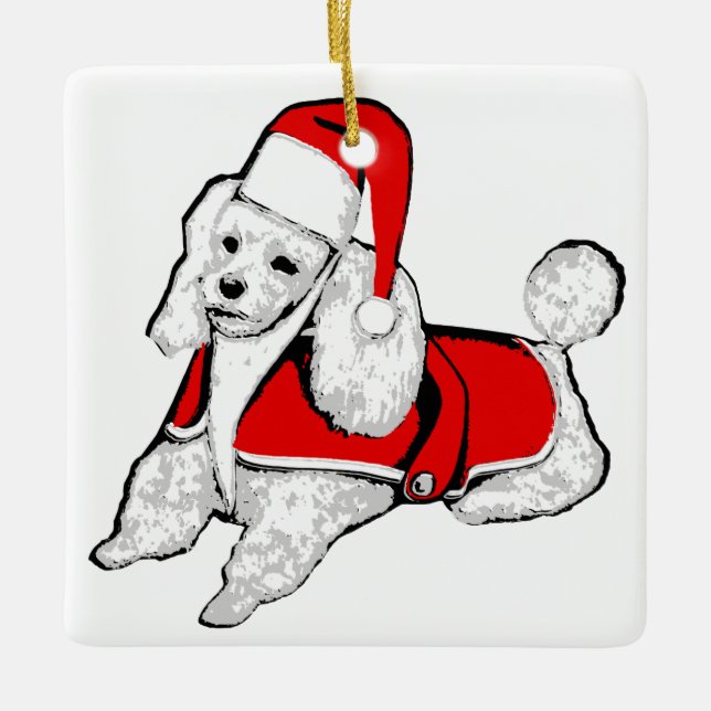Ornement En Céramique caniche de noël santa claus (Devant)