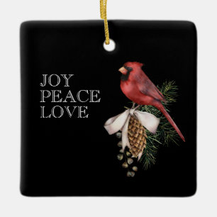 Ornement En Céramique Cardinal Rouge, JOYER PAIX LOVE Noël éditable