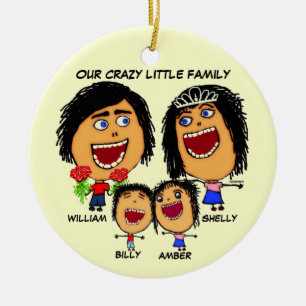 Ornement En Céramique Caricature de la famille de Noël