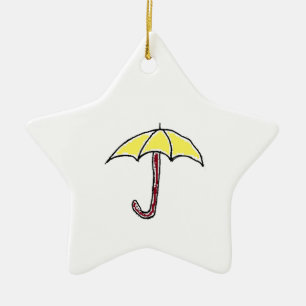 Ornement En Céramique Caricature parapluie Jaune ou Jour ensoleillé