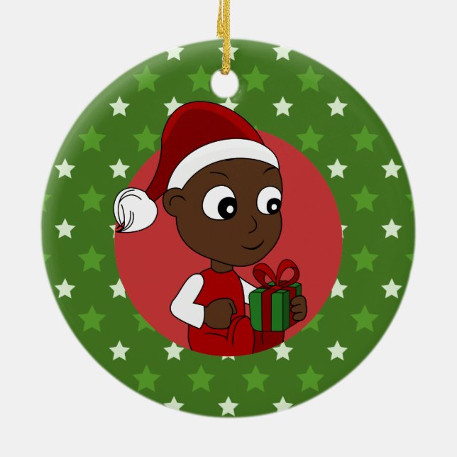 Ornement En Céramique Caricature pour bébé de Noël (Dos)