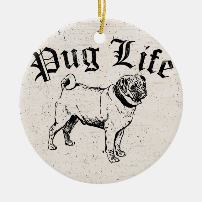 Ornement En Céramique Carlin Life Funny Chien Gangster (Devant)