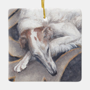 Ornement En Céramique Carré d'art de la princesse Alia Borzoi