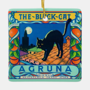 Ornement En Céramique Carreau en céramique de chat noir